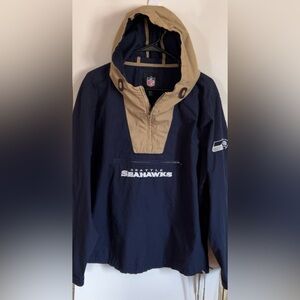 XL Seattle Seahawks Navy and Tan Pullover Jacket